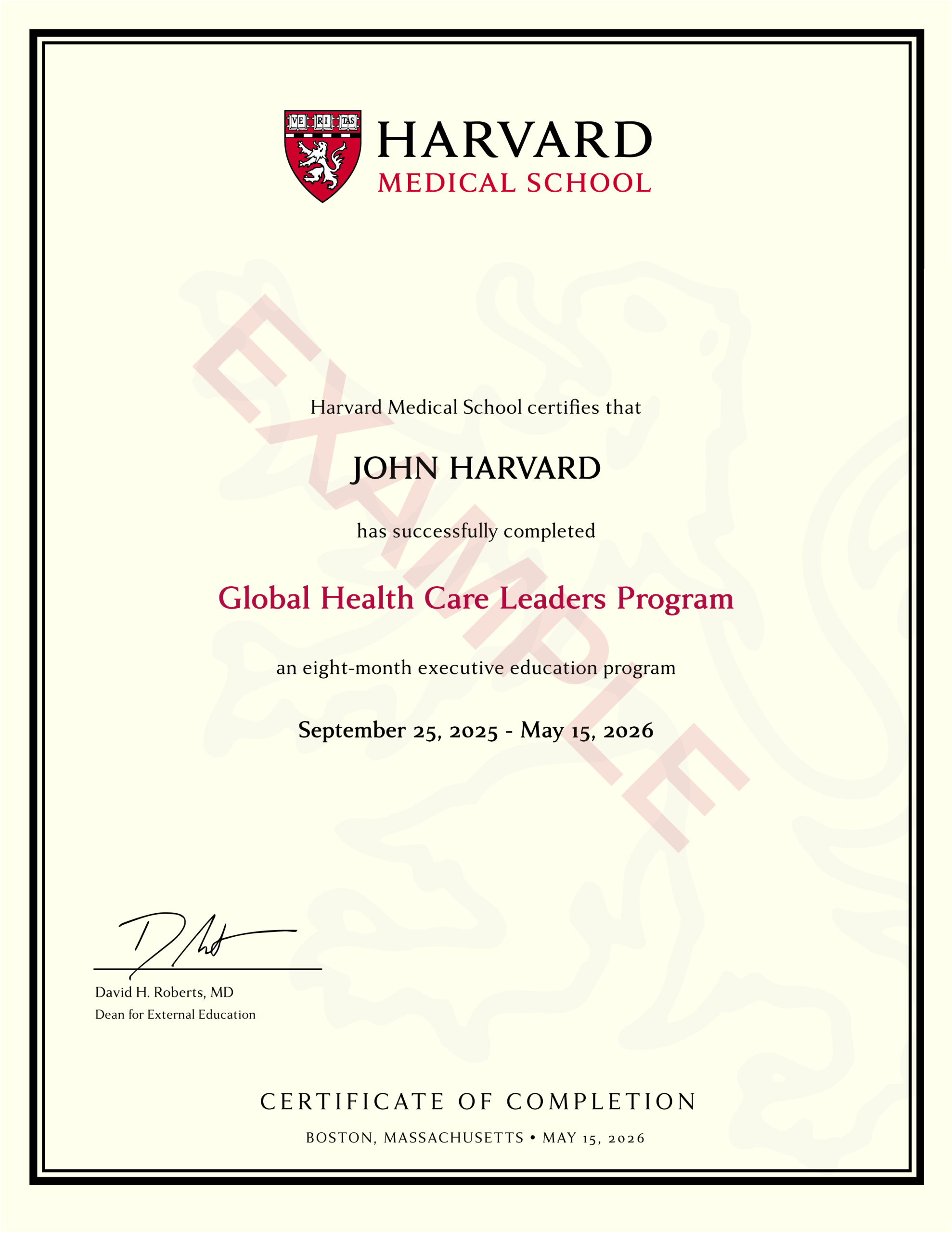 Northwest Sample Certificate - Global Healthcare Leaders Program